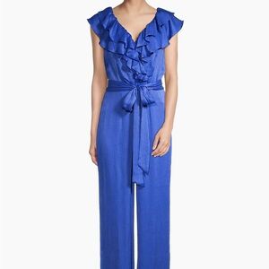 Lilly Pulitzer Blue Ruffled Jumpsuit with Tie Waist